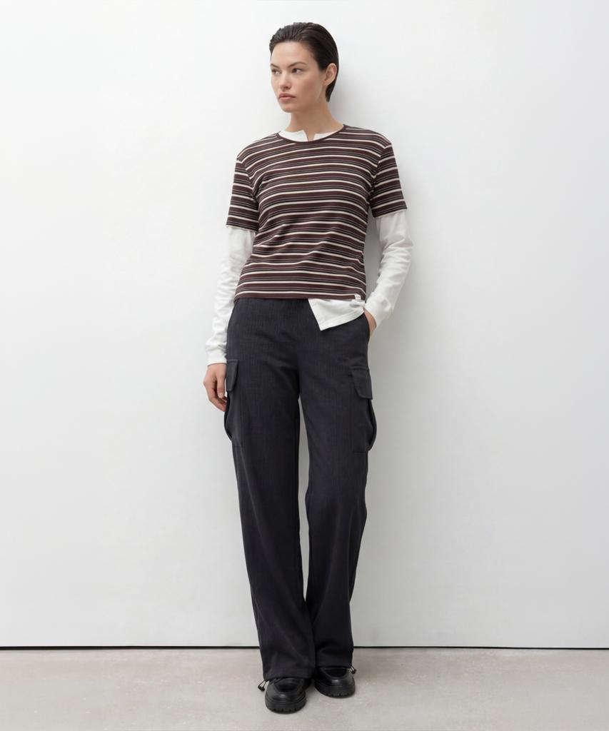 NORMOR Delicate Stripe T-Shirt Brown