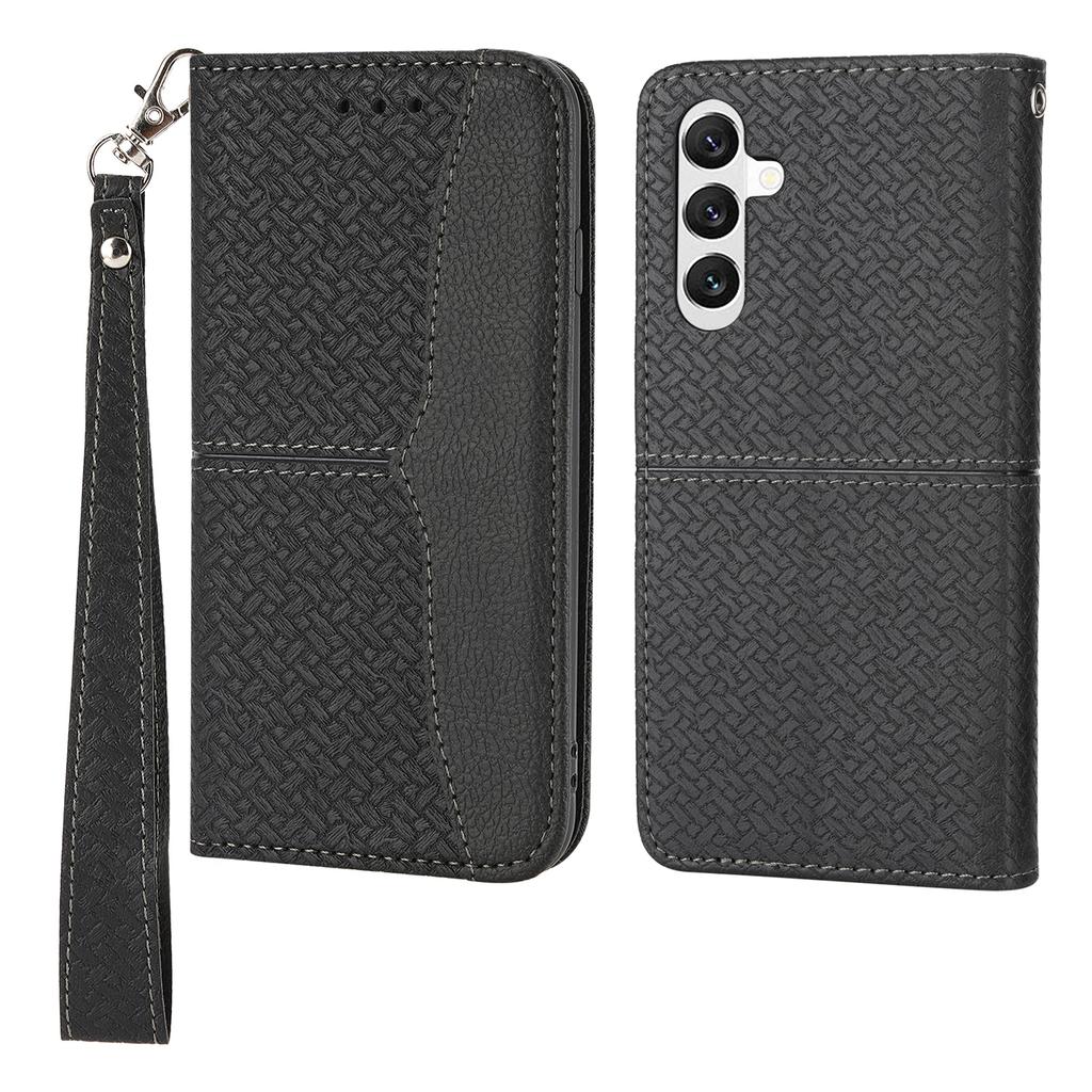 For Samsung Galaxy A17 5G/A17 4G/A26 5G Case Woven Texture PU Leather Wallet Phone Cover with Wrist Strap