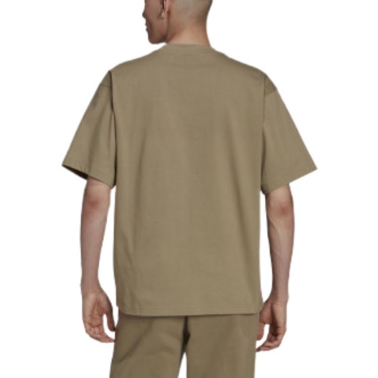 Adidas Originals Adi Color Series Brand Logo Embroidered Round Neck Short Sleeve T-Shirt Men Tops Olive H62520