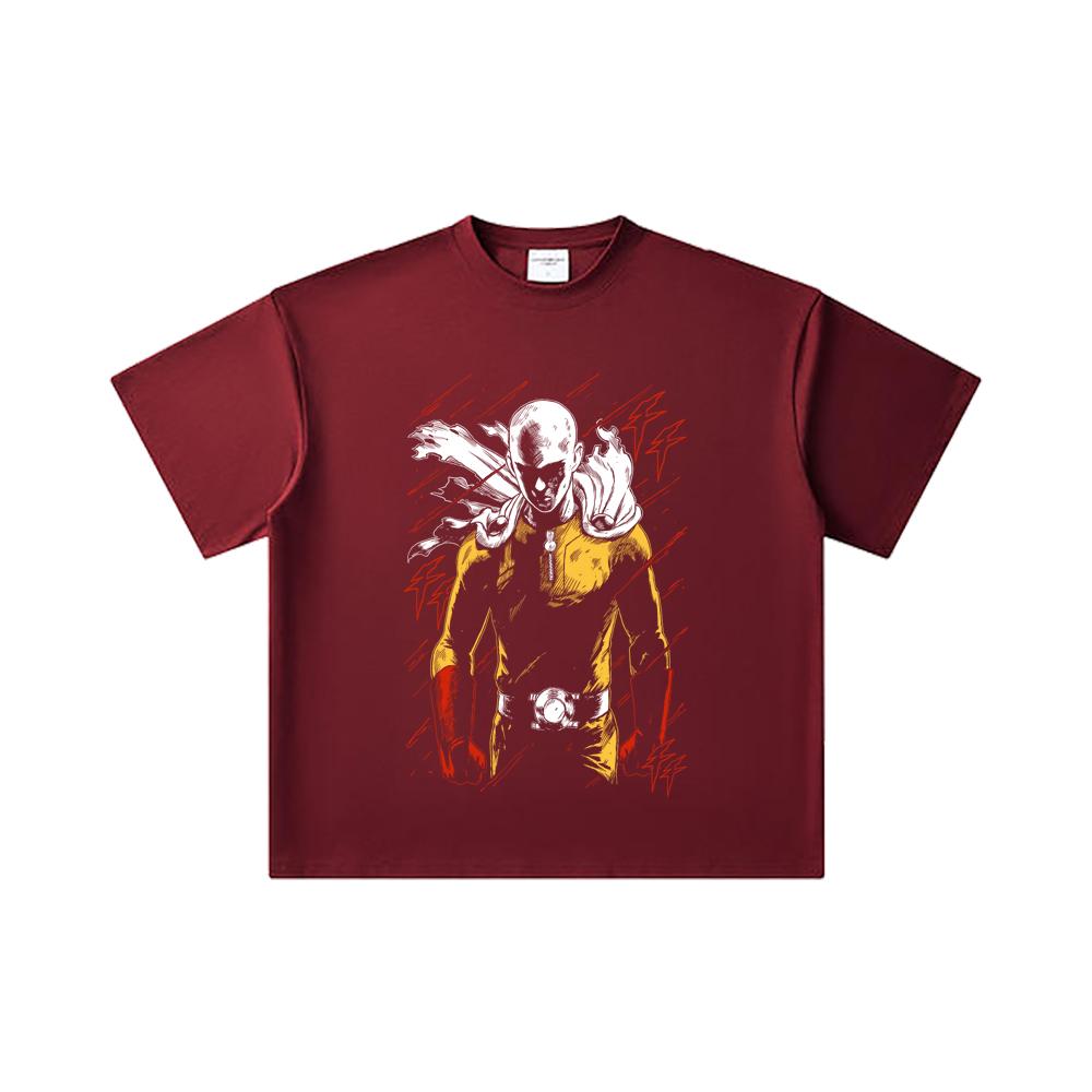 260 GSM Double Yarn 32 Count 100% Cotton One Punch Man V1 Saitama Print Unisex Heavy Cotton T Shirt