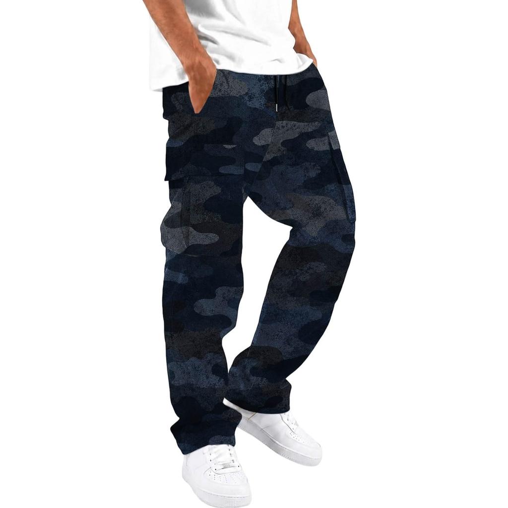 Pantalon de survêtement décontracté camouflage à jambe droite pour homme