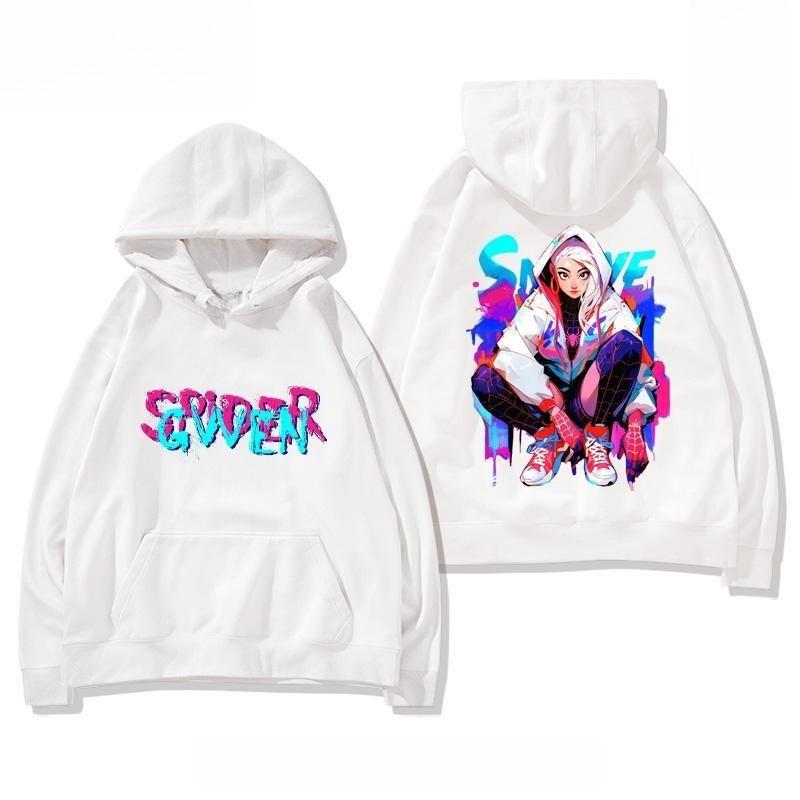Marvel Authorized Spider-Man Parallel Universe Gwen Anime Printed Hoodie Autumn and Winter Men's and Women's Long Sleeves