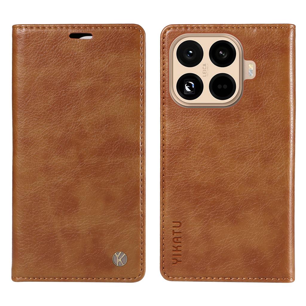 For Xiaomi 15T Pro Wallet Case YIKATU YK-006 Magnetic Closure Leather Phone Cover Litchi Texture