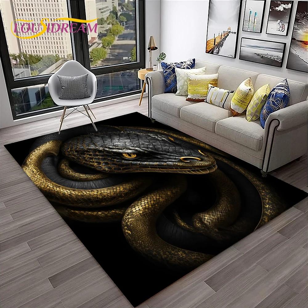 Gothic Serpent Viper 3D Python Snake Carpet Rug for Home Living Room Bedroom Sofa Doormat Decor,kids Area Rug Non-slip Floor Mat