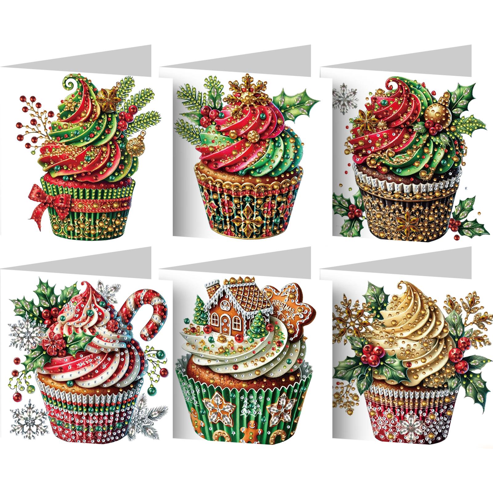 

6pcs DIY Diamond Painting Greeting Card Set Xmas Designs Rhinestone Diamond Art Mosaic Postcards for Festivals and Celebrations