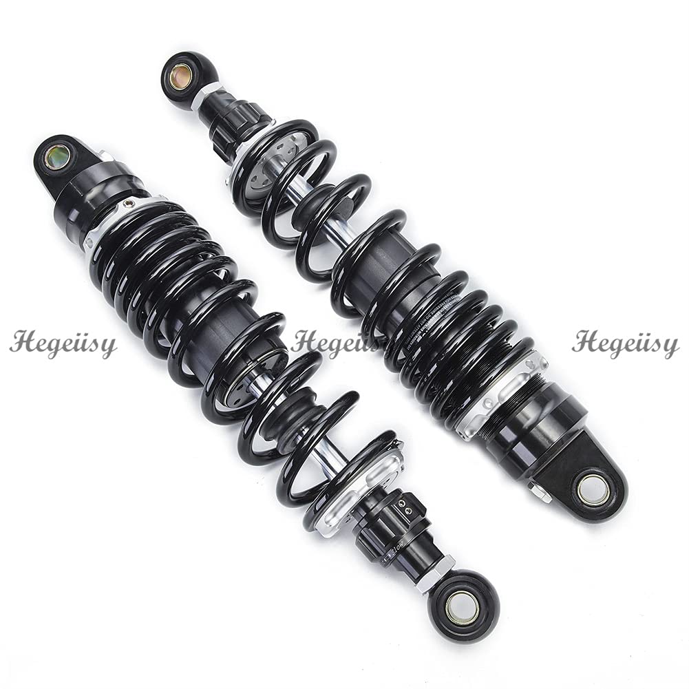 Hegeiisy 7mm Feder Universal Hinterradaufhängung Stoßdämpfer Einstellbare Dämpfung für Dirt und XJR1300 ATV, Quad, Fahrrad, Motorrad, (370mm, Schwarz)