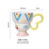 Hand-Painted Relief Goblet Household Ceramic Cup Drinking Cup Coffee Cup Cute Milk Oat Cup