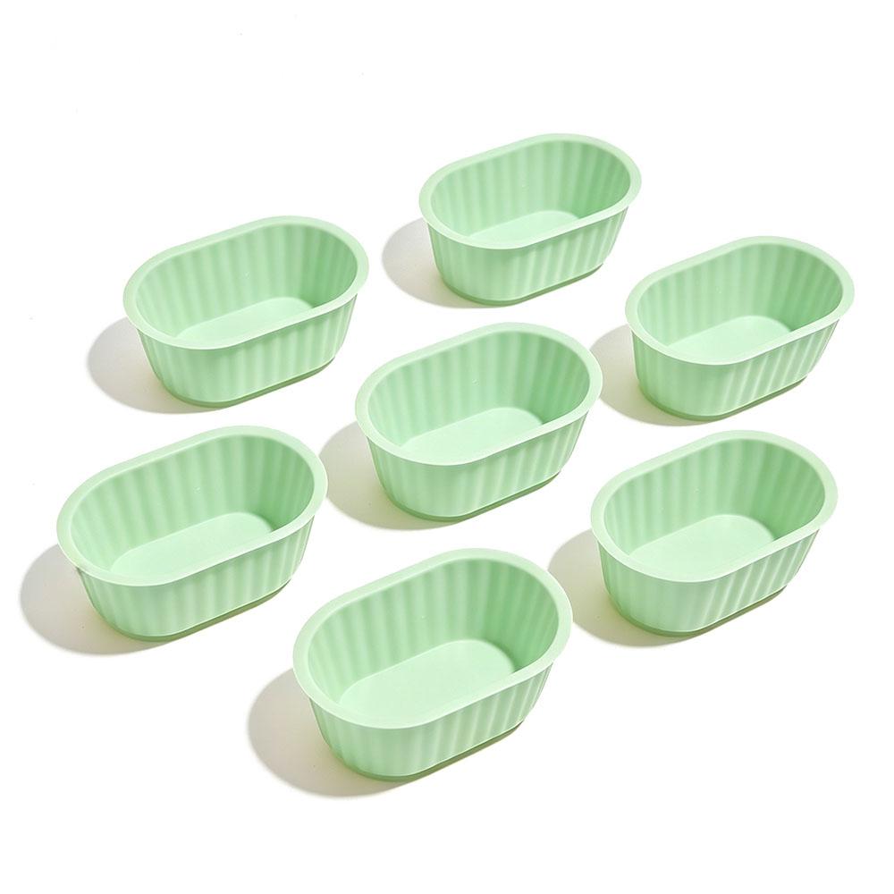 7Pcs Silicone Oval Cake Molds Muffin Cupcake Reusable Bread Cake Toast Pan Cake Moulds Baking Molds Tools Decorating Tools