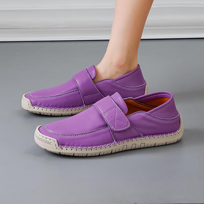 Damen Freizeitschuhe Handgefertigte Leder Slipper Bequeme Damenschuhe Hochwertiges Spaltleder Flache Mokassins Damen Sneaker