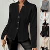 Button Patterned Small Suit Jacket Women for Autumn Winter Casual Blazer
