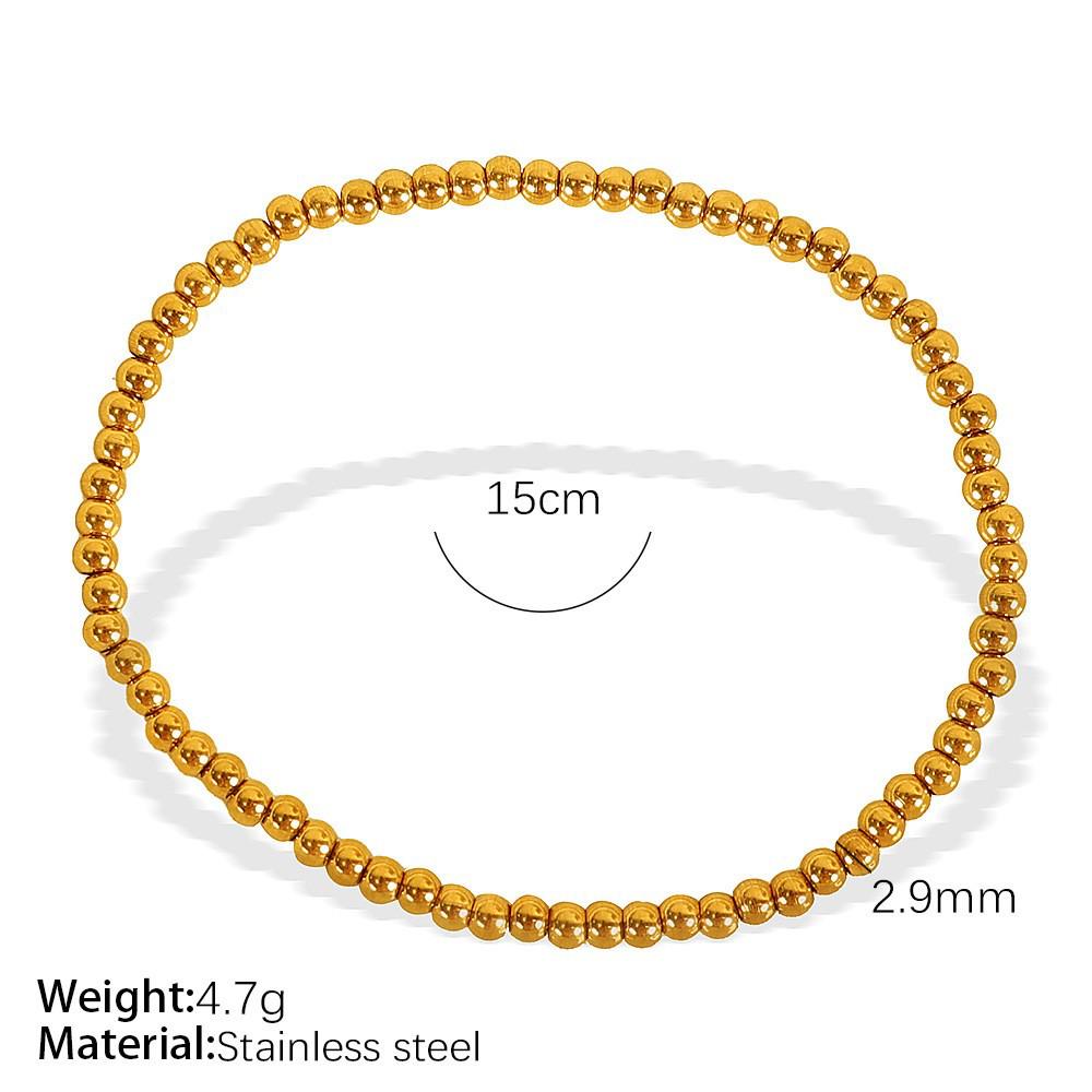 Elegant Gold Beaded Stainless Steel Bracelet for Women - High-End Minimalist Design