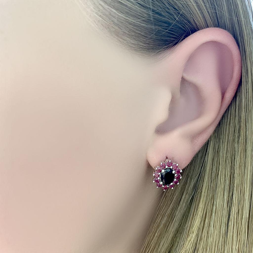 Серебряные серьги с натуральным гранатом 2.66ct, рубином (2090854)