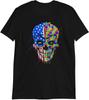Gothic USA Skull Unisex Men T Shirt Evil Death Grunge Biker Emo Rock Punk Black