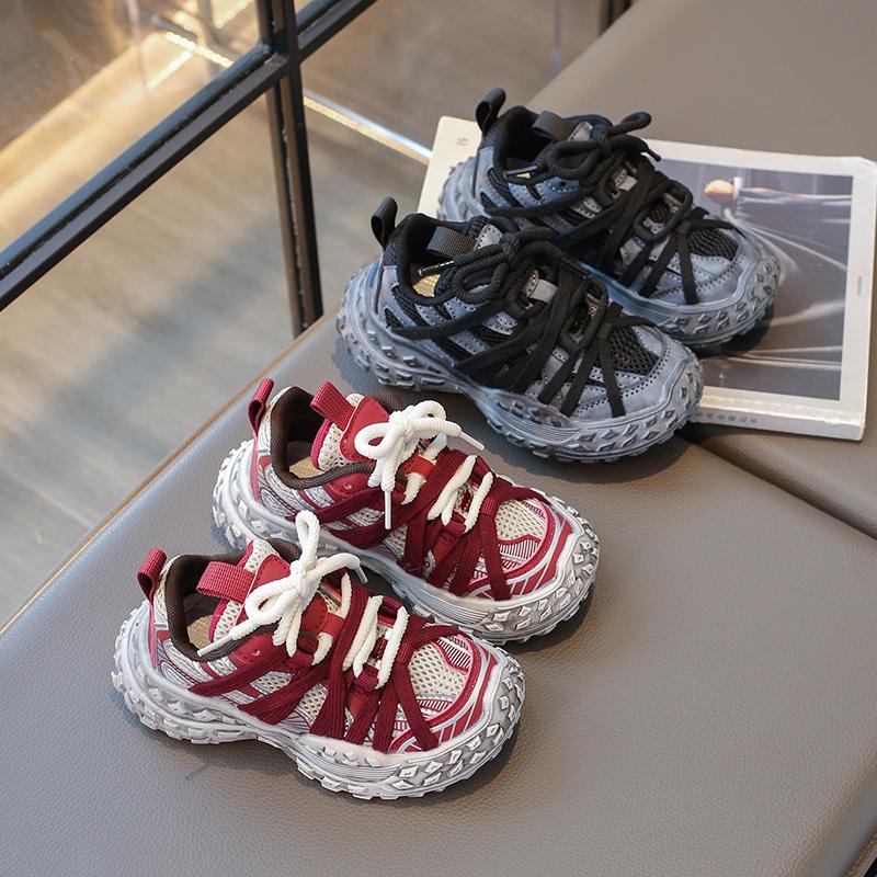 Kinder-Sneaker für Jungen Klobig Rutschfest Mädchen-Sneaker Mode Mesh Atmungsaktiv Kinder Lässig Schule Basketballschuhe Vielseitig