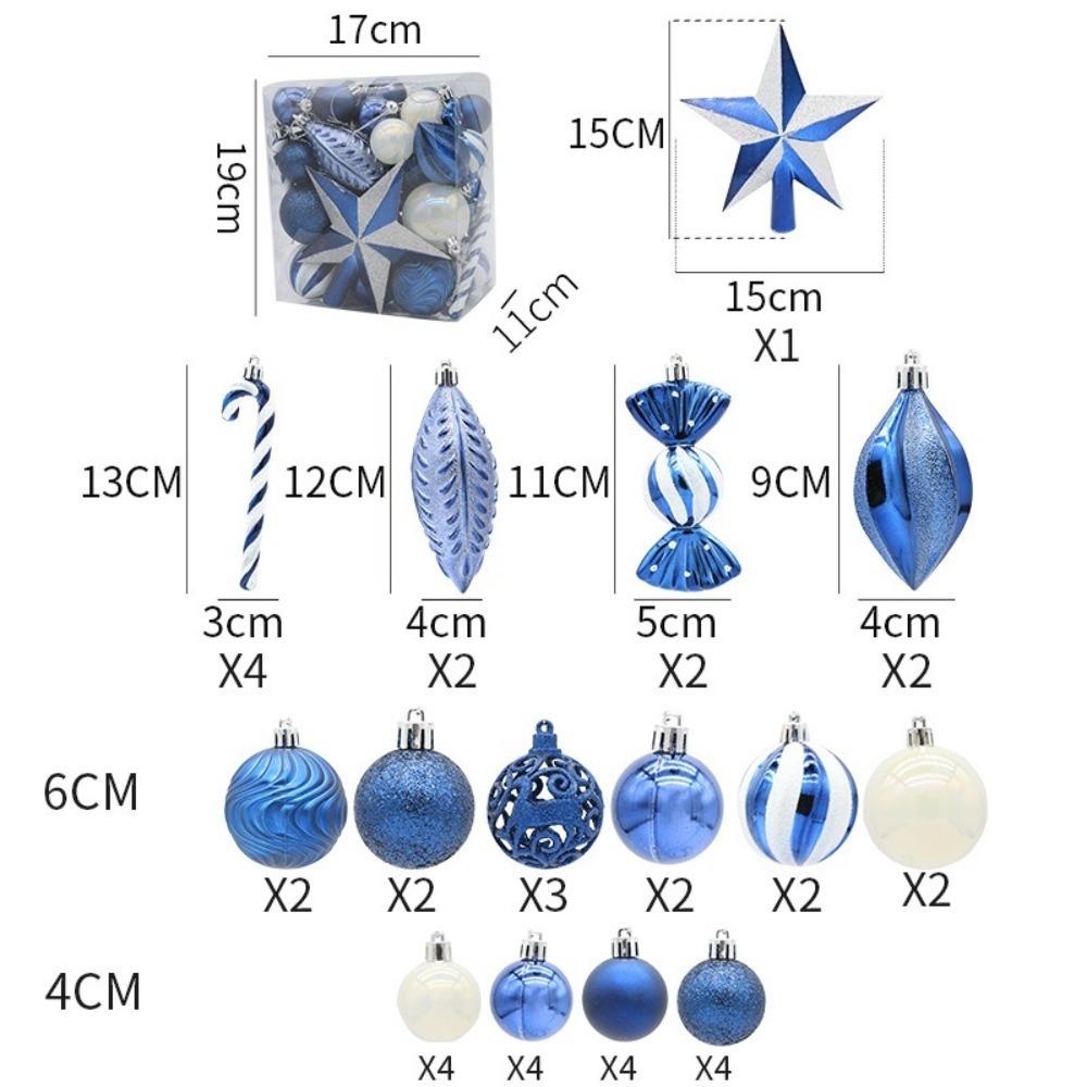 40Pcs Electroplated Balls Christmas Tree Ornament Plastic New Year Christmas Gifts Boxes Pendant Pendant DIY Crafts Painted