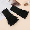 Fashion White Sweater Fake Sleeves for Women Hollow Out Floral Lace Horn Cuffs Embroidery Elastic Wrist Warmers Fake Cuffs
