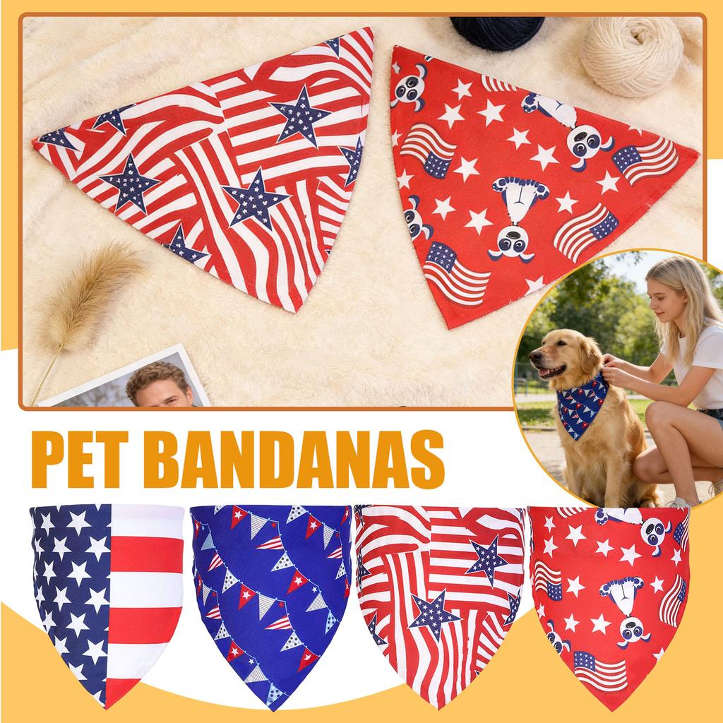 Patriotic Pet Bandana Soft Breathable Triangle Scarf for Dogs and Cats with Flag Print for Holiday Occasions and Daily Wear