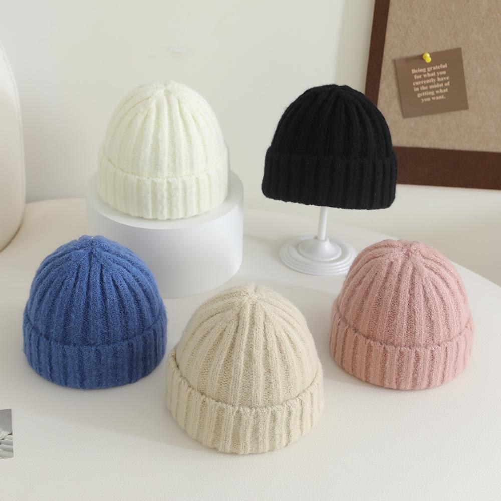 Winter Hats For Children Girls Boys Kids Knitted Beanie Candy Color Solid Striped Keep Warm Korean Style Casual Bonnet Caps New