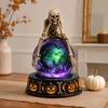 Unique Halloween Gift for Friends LED Lighted Faux Crystal Ball Decoration, Resin Witch/Skeleton/Cat/Ghost Figurine with Led Light