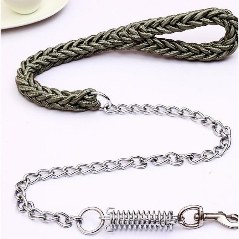 

Большой поводок для собаки Собачья цепь Защита от укусов Удар Золотистый ретривер Аляска ошейник Средняя большая собака поводок для собаки Железная цепь M model (18-19 kg)