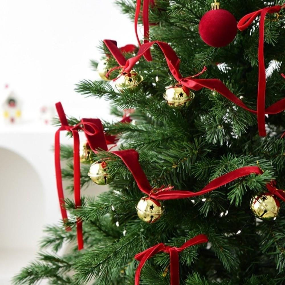 Red Ribbons Bell Pendants 2.7m Xmas Tree Hanging Bells  Festive Atmosphere