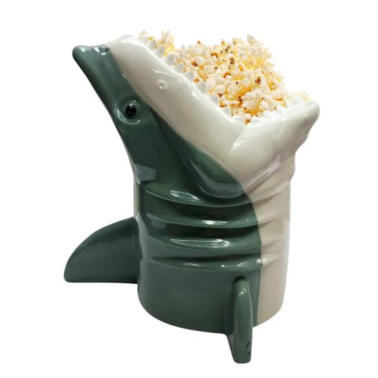 Yousheng Shark-Head Popcorn Bucket Food-Grade Silicone Bowl Heat-Resistant Easy To Clean Family Movie Night Snack Bowl