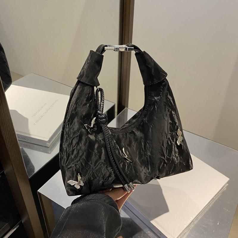 Trendy Butterfly Shoulder Bag Lightweight Soft Hobo Adjustable Strap Daily Travel Shopping Crossbody Purse for Women