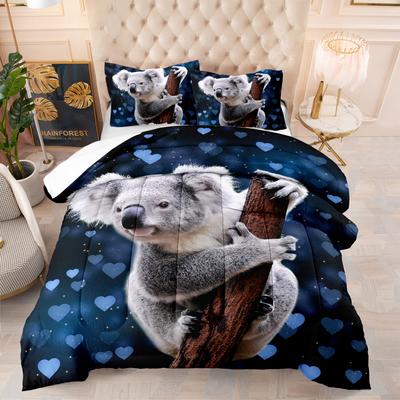 Kemila 3D Bed Koala Set Supplies with Pillowcases Double Double Bed Bedding Soft Microfiber Bedding Set