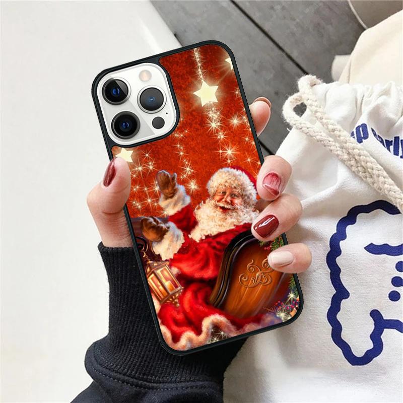 Christmas Santa Claus Phone Case For iPhone 17 Air 15 16e Cover 11 13 14 Pro Max 12 Plus Max Fundas