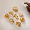 18K exaggerated ring, water drop knot, open ring, knotted irregular geometric decorative ring, index finger ring.