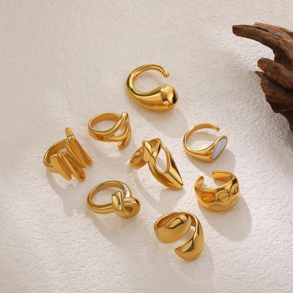 18K exaggerated ring, water drop knot, open ring, knotted irregular geometric decorative ring, index finger ring.