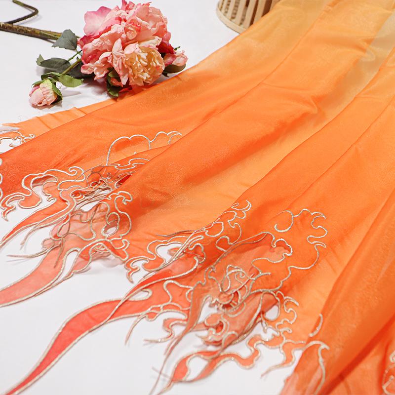 1M Chinese Style Heavy Industry Embroidery Fabric Gradient tail DIY Edges Designer Fabric For Sewing Hanfu Dress Costume