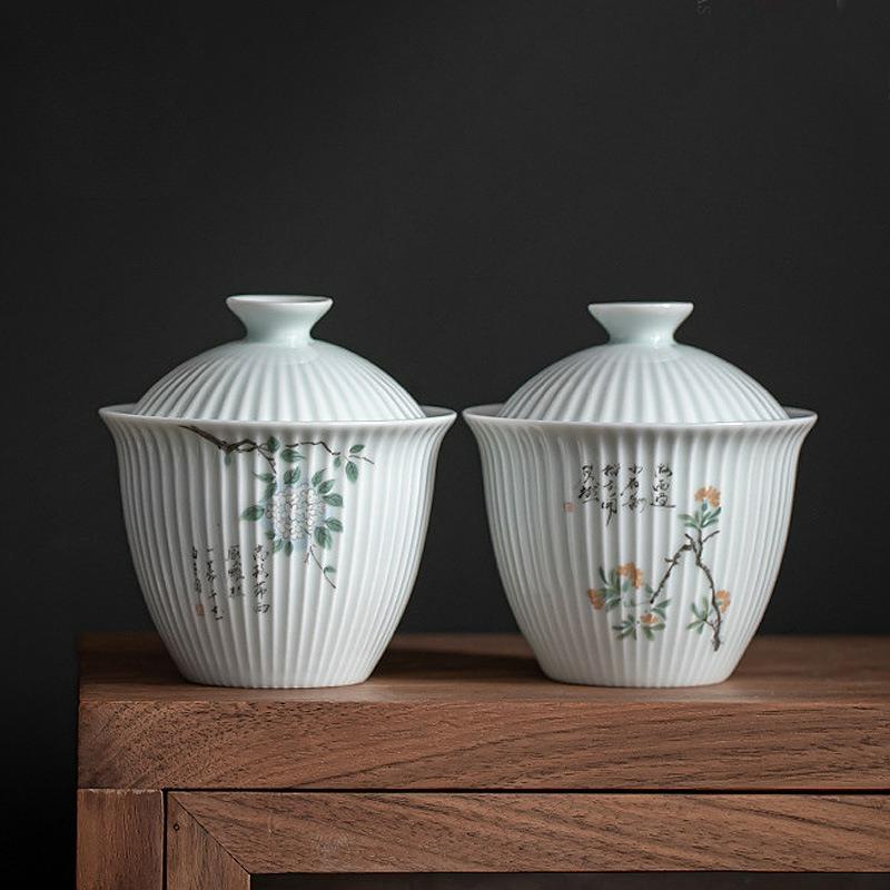Tazza Gaiwan in Ceramica Fatta a Mano Stile Giapponese Tazza a Coperchio Tazza da Tè per Uso Domestico Tazza a Coperchio per la Preparazione del Tè Accessori per Set da Tè Kung Fu