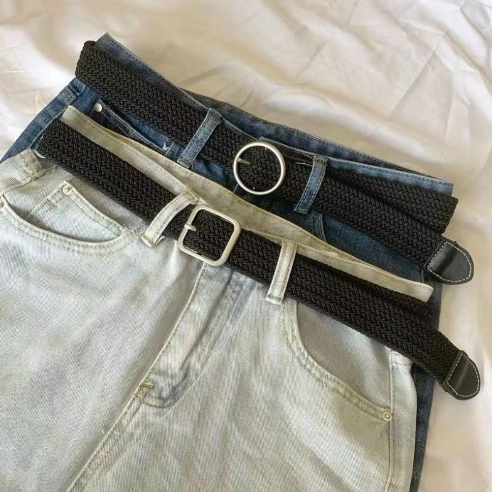 Braideds Woven Stretch Belt Plain Color Elastic Belt Fashion Canvas Belt Men Women