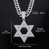 Hip Hop Alloy Necklace Trendy Full Rhinestone Hollow Star of David Pendant European American Rap Street Fashion Accessories