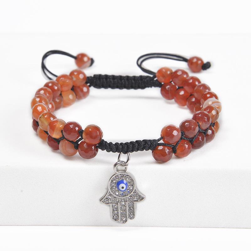 Women's Retro Fatima's Hand Evil Eye Bracelet with Crystal & Natural Stone