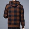 Men Fall Winter Jacket Color Matching Plaid Print Knitted Hooded Zipper Closure