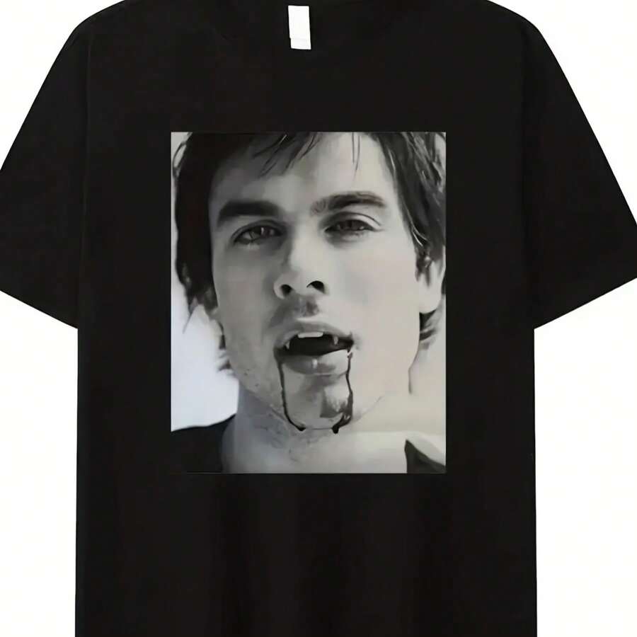 

Damon Salvatore T-Shirt Inspired By Series - Showcases A Gothic Face Design With A Portrait Of Damon S разноцветный