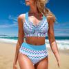 1011 European and American Large Size Beach Quick-drying Backless Triangular Lower Clothes Women's Split Bikini Swimsuit with Chest Pad