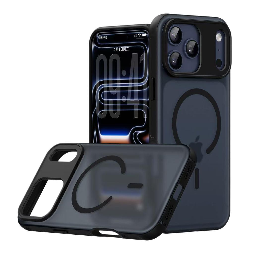 Applicable iPhone17ProMax Elfa Magnetic Bracket Mobile Phone Case Suction Apple 16Pro Frosted Protective Case