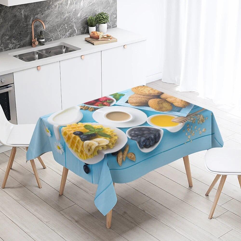 

Скатерть с принтом для гурманов, ресторан, кухонный стол, украшение, устойчивая к пятнам, водонепроницаемая, прямоугольная, домашний декор 90x140cm