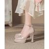 2025 French Mary Jane high heels wedding shoes waterproof table sexy super high heel Barbie shoes half bag head sandals women