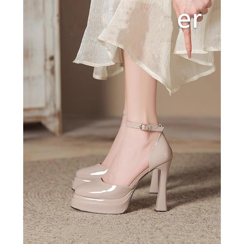 2025 French Mary Jane high heels wedding shoes waterproof table sexy super high heel Barbie shoes half bag head sandals women