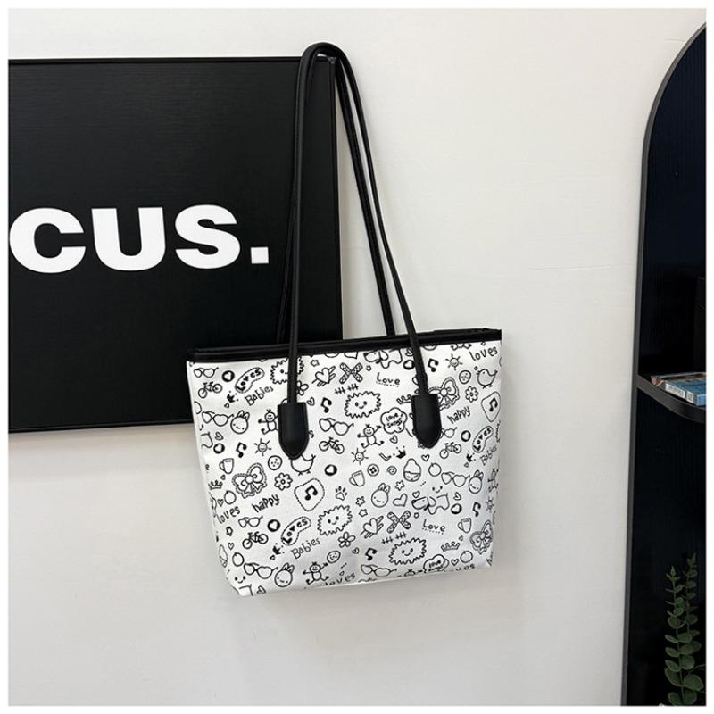 Summer New Casual Versatile Large-capacity Student Class Tote Bag Shoulder Bag Graffiti Canvas Bag Women