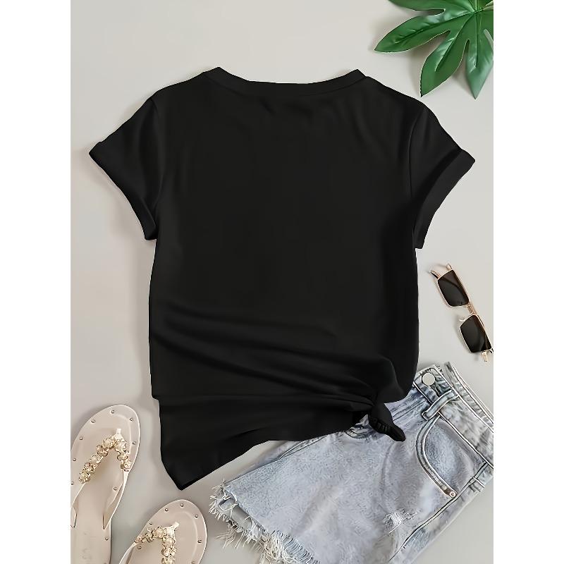 European sizes Women's Stretch Comfort Casual T-Shirt with Floral Print - Soft Breathable Fabric, Relaxed Fit, Hand Washable