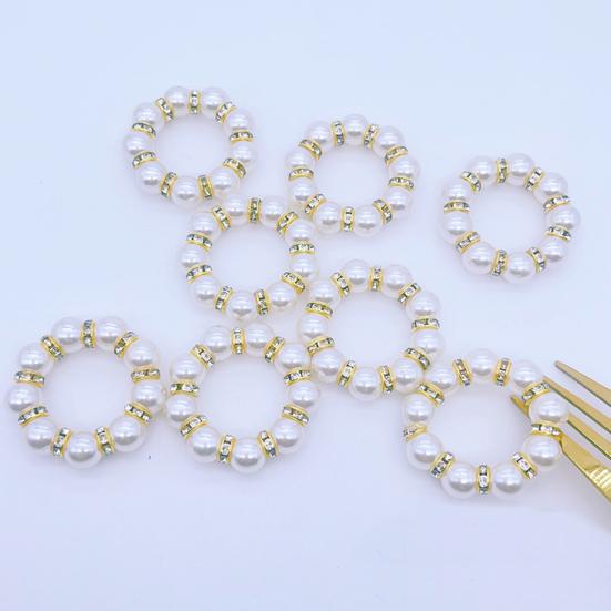 12Pcs Imitation Pearl Napkin Rings Set Elegant Rhinestone Napkin Holder Festive Celebration Table Decor for Wedding Party Banquet