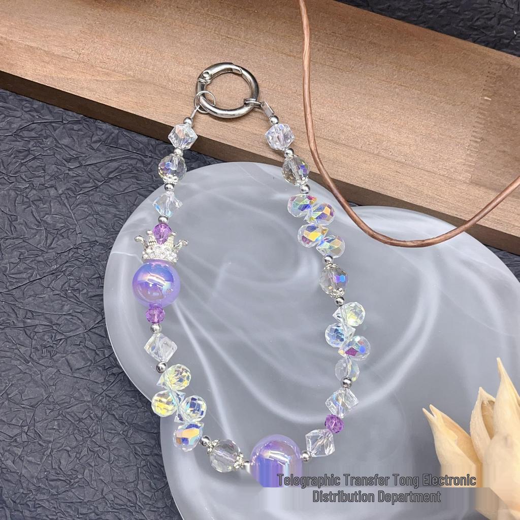 Crystal Rhinestone Crown Phone Lanyard & Keychain - Cute Charm Accessory & Small Gift