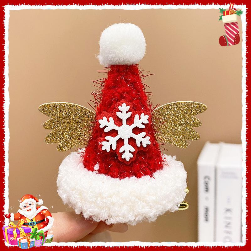 Cartoon Cute Red Christmas Hat Hair Clip Santa Claus Cosplay Hairpin Festival Photograph Props Hair Accessories Headwear Gift