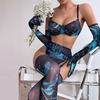 5 st Strumpor Handskar Tie Dye Sexiga underkläder Set Fancy underkläder Dam Intim Mesh Genomskinlig BH Sensuella kläder