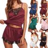 Luxurious Women Lace Sleepwear Pajamas Set Featuring Spaghetti Straps And Chic Nightwear